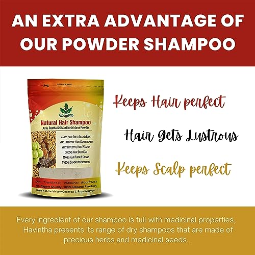Havintha Natural Hair Shampoo with Methi Dana Powder, Amla, Reetha, Shikakai for Men &amp; Women | Promotes Hair Growth, Reduces Hair Fall &amp; Dandruff - 227g