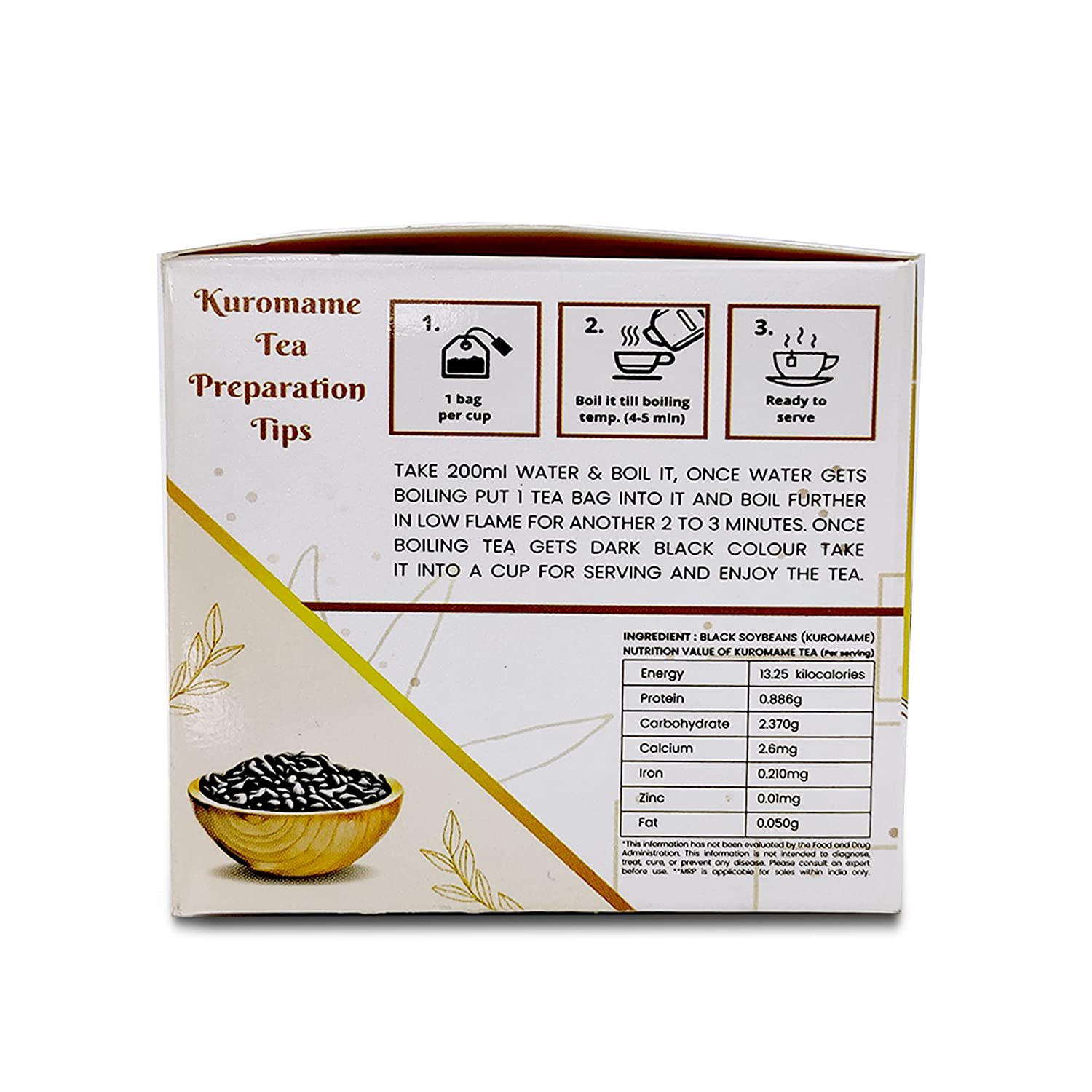 Havintha Natural Kuromame Tea added with Mint, Lemongrass, Tulsi, Cinnamon &amp; Cardamom | Herbal Tea - 16 Tea Bags | Organic Black Tea