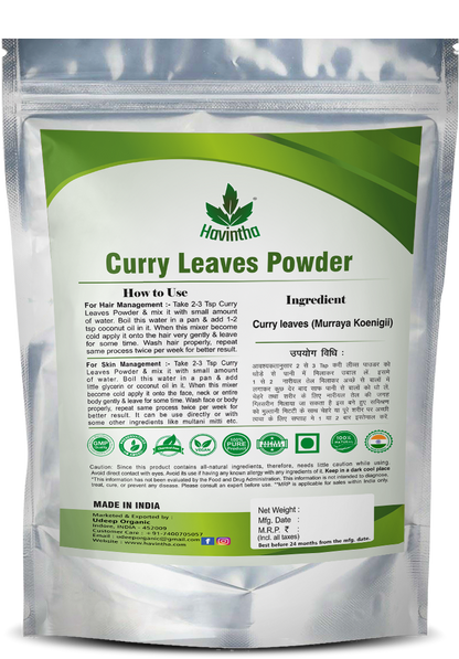 Havintha Curry Patta (Murraya koenigii) Natural Dry Curry Leaves Powder for Long, Strong and Shiny Hair - 100gm Back