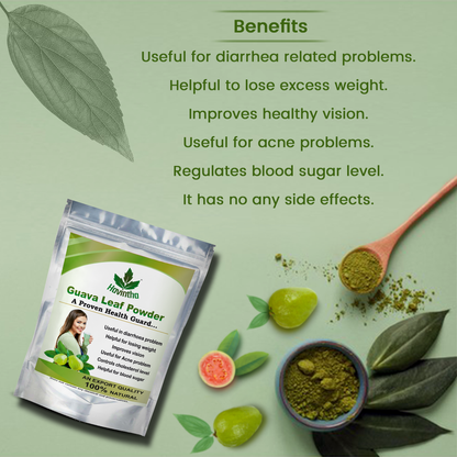 Havintha Natural Guava Leaf Powder | Dried Amrood Leaves 100% Natural Powder - 227gm