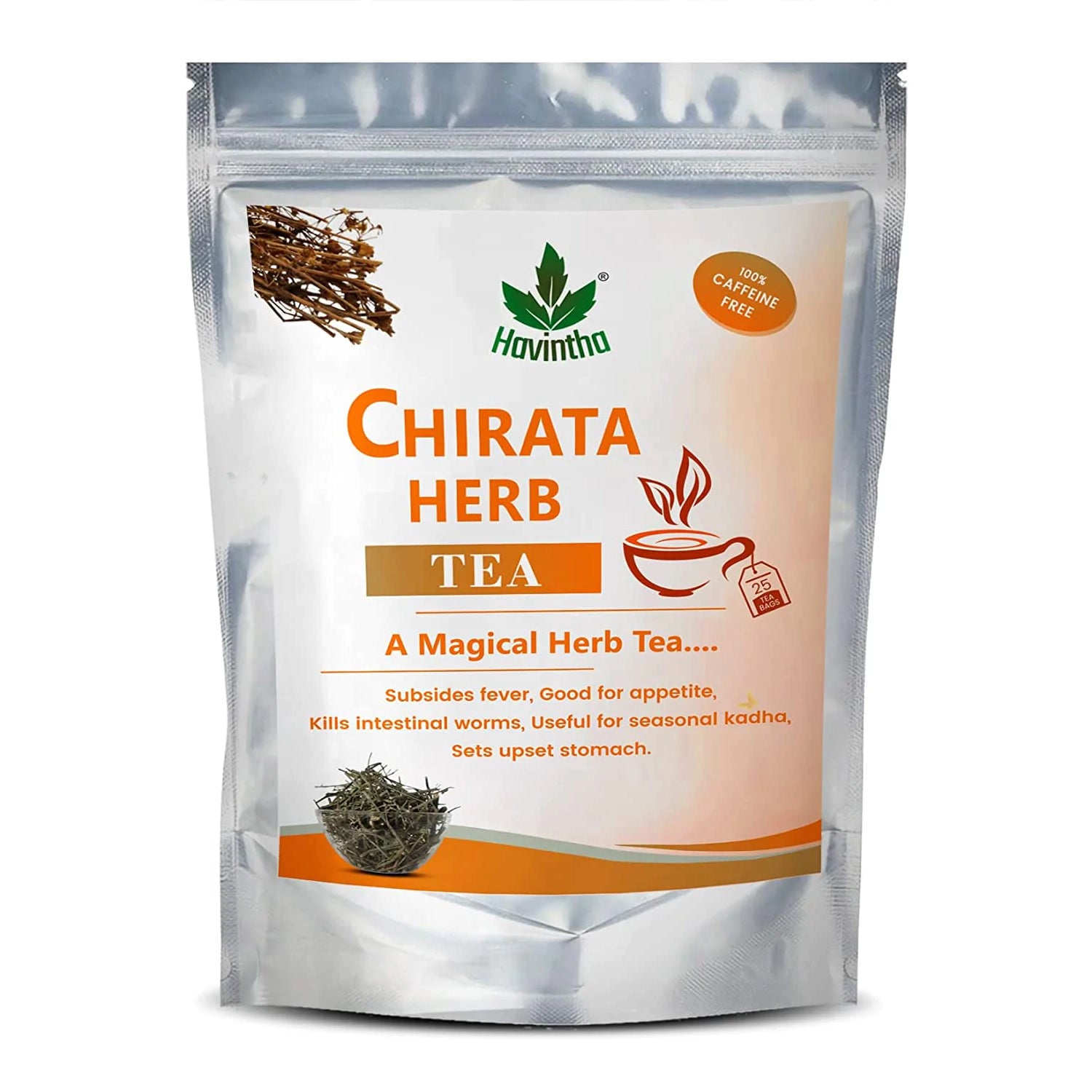Havintha Natural Chirata Tea | Antiviral &amp; Anti-inflammatory Properties | Chirayata Herbal Tea - 25 Tea Bags