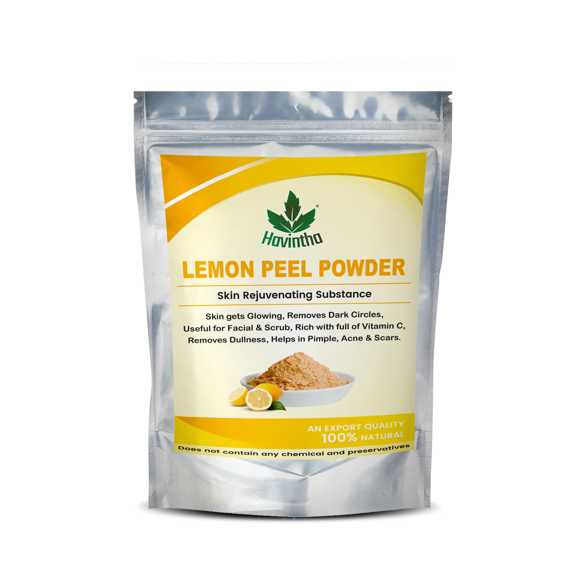 Havintha Natural Lemon Peel Powder for Face Pack | Bright Skin - 227gm