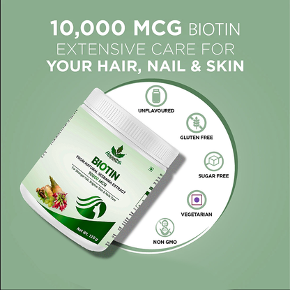 Havintha Plant Based Biotin for Skin, Nail and Hair Health (With Pomegranate, Sesbania Agati Extract and Bamboo Shoot) - 120 Gm