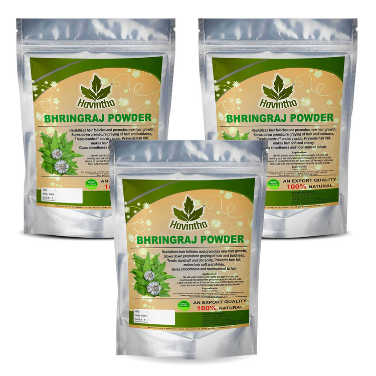 Bhringraj Powder For Hair Growth Split Ends Nourishment Dandruff Moisturising - 227 Grams pack of 3