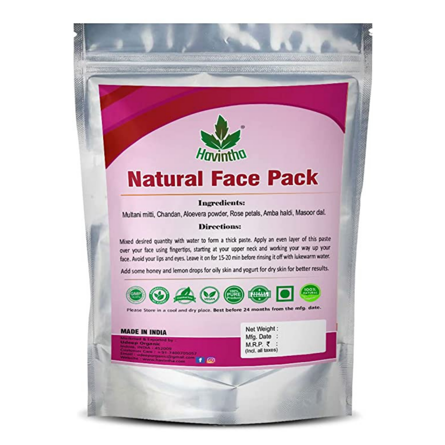 Natural Face Pack Back Side