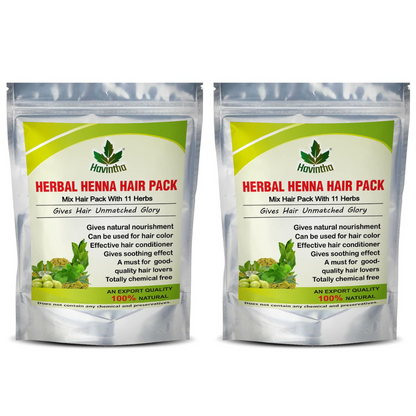 Havintha Natural Herbal Henna Hair Pack 11 Herbs Mix Mehndi Powder (227 g)