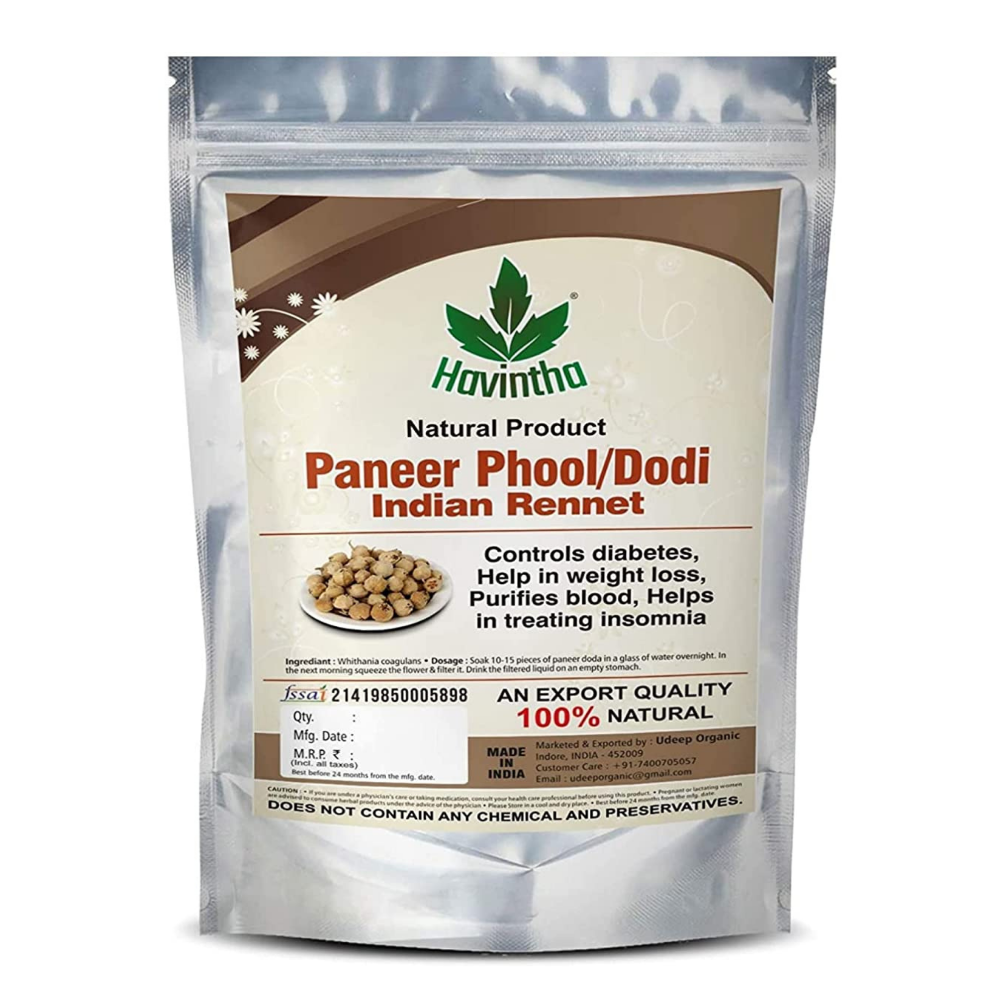 Havintha Natural Indian Paneer Phool/Paneer Doda, Dodi (227 Gram)